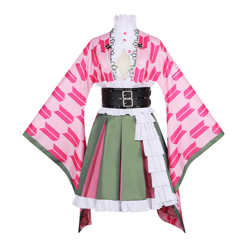 鬼灭之刃cos服甘露寺蜜璃五周年纪念祭女仆装cosplay动漫表演服装