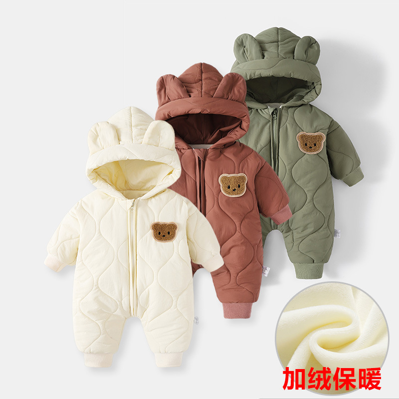 婴儿冬季外出服男女宝宝连体衣秋冬外穿保暖衣新生儿衣服加厚加绒
