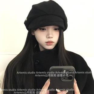 Artemis山月方圆脸百搭麂皮绒渔夫帽八角贝雷帽报童帽大头围显小