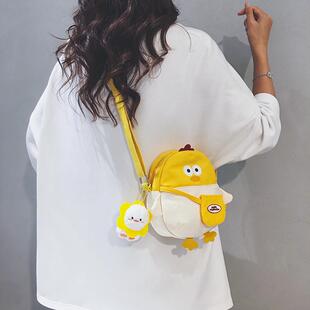 可爱迷你帆布包包女2025秋季新款休闲小众手机包儿童卡通斜挎小包