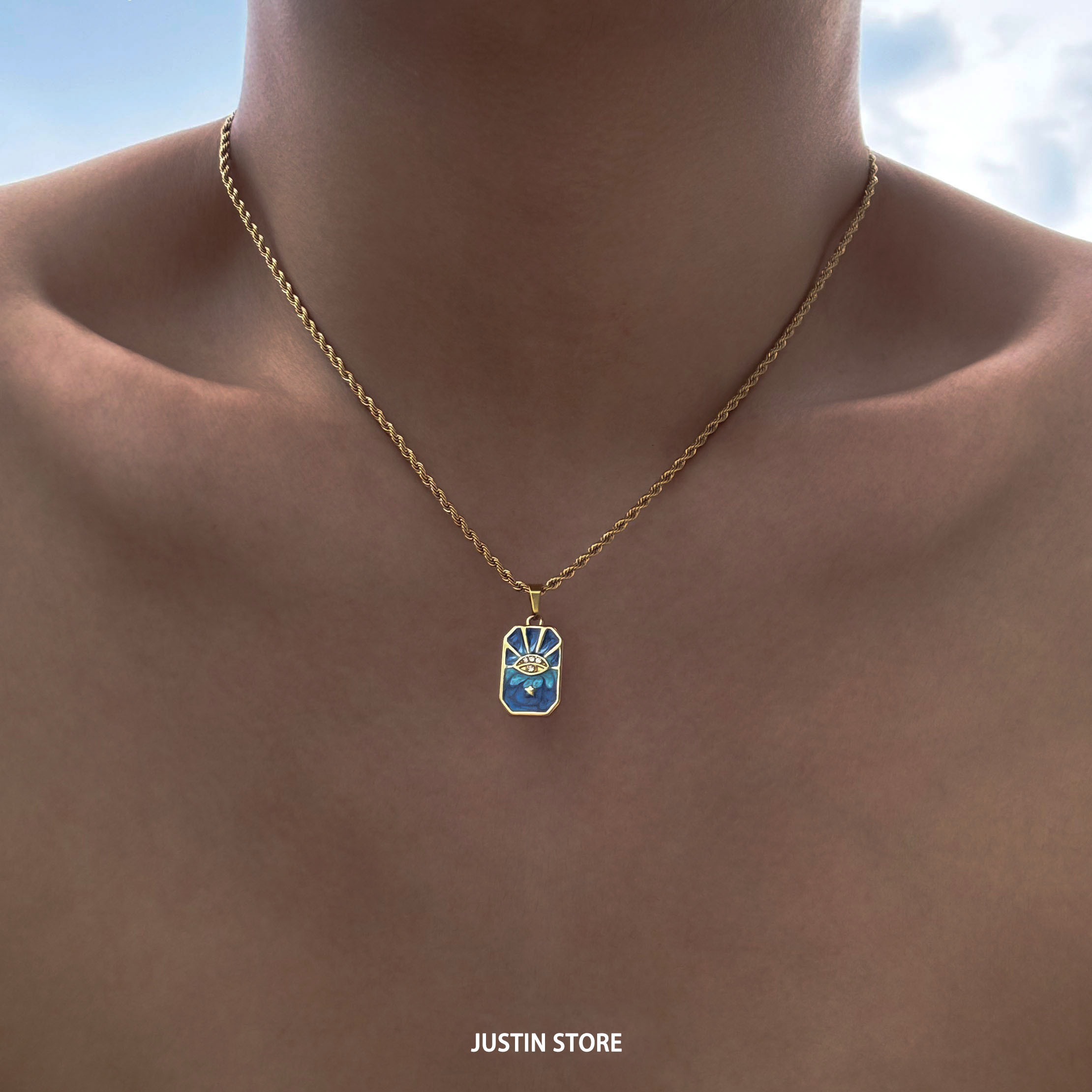 塔罗牌恶魔眼钛钢不掉色锁骨链