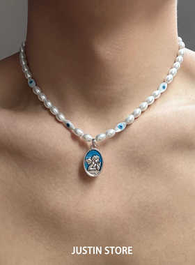 复古恶魔之眼珍珠项链情侣款