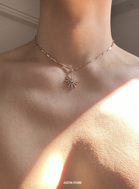 高级感金色太阳花项链男款