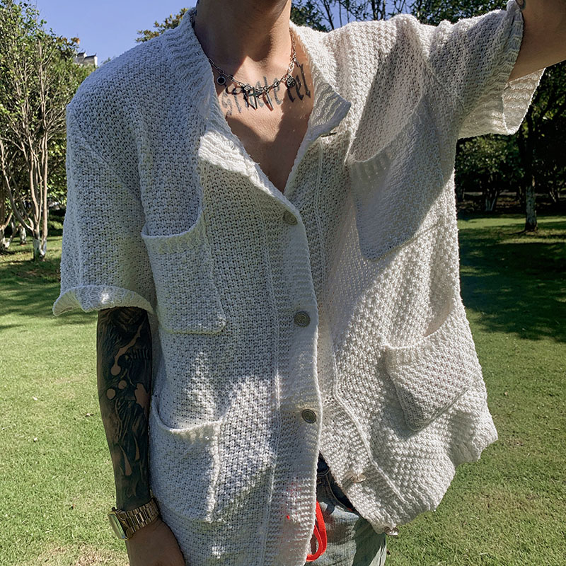 纯白夏天短袖百搭毛线针织