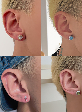 闪钻高级感耳饰21SIST同款欧美hiphop潮流个性痞帅男耳钉