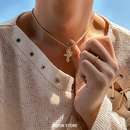 双十字架钛钢项链男美式 潮流百搭高级感麻花链轻奢小众ins锁骨链