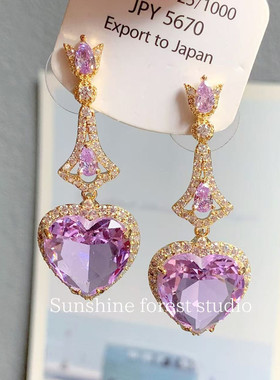 「乌梅子酱」高级小众设计个性轻奢紫色锆石手工镶嵌女银针耳环