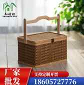 竹编篮正方形竹篮子端午节粽子包装 粽子篮 水果礼盒土特产腊肉包装