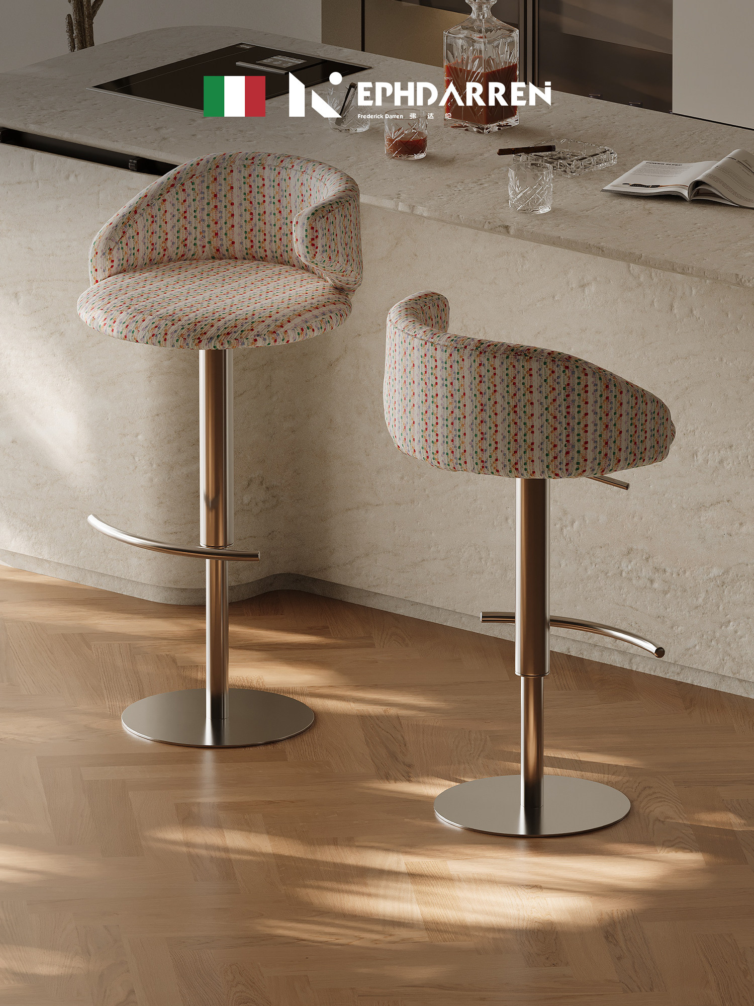 意式极简吧台椅依云家用客厅高脚椅岛台椅可升降旋转设计师创意款,住宅家具,家用高脚椅,淘宝优惠券,粉丝福利购,淘宝优惠卷