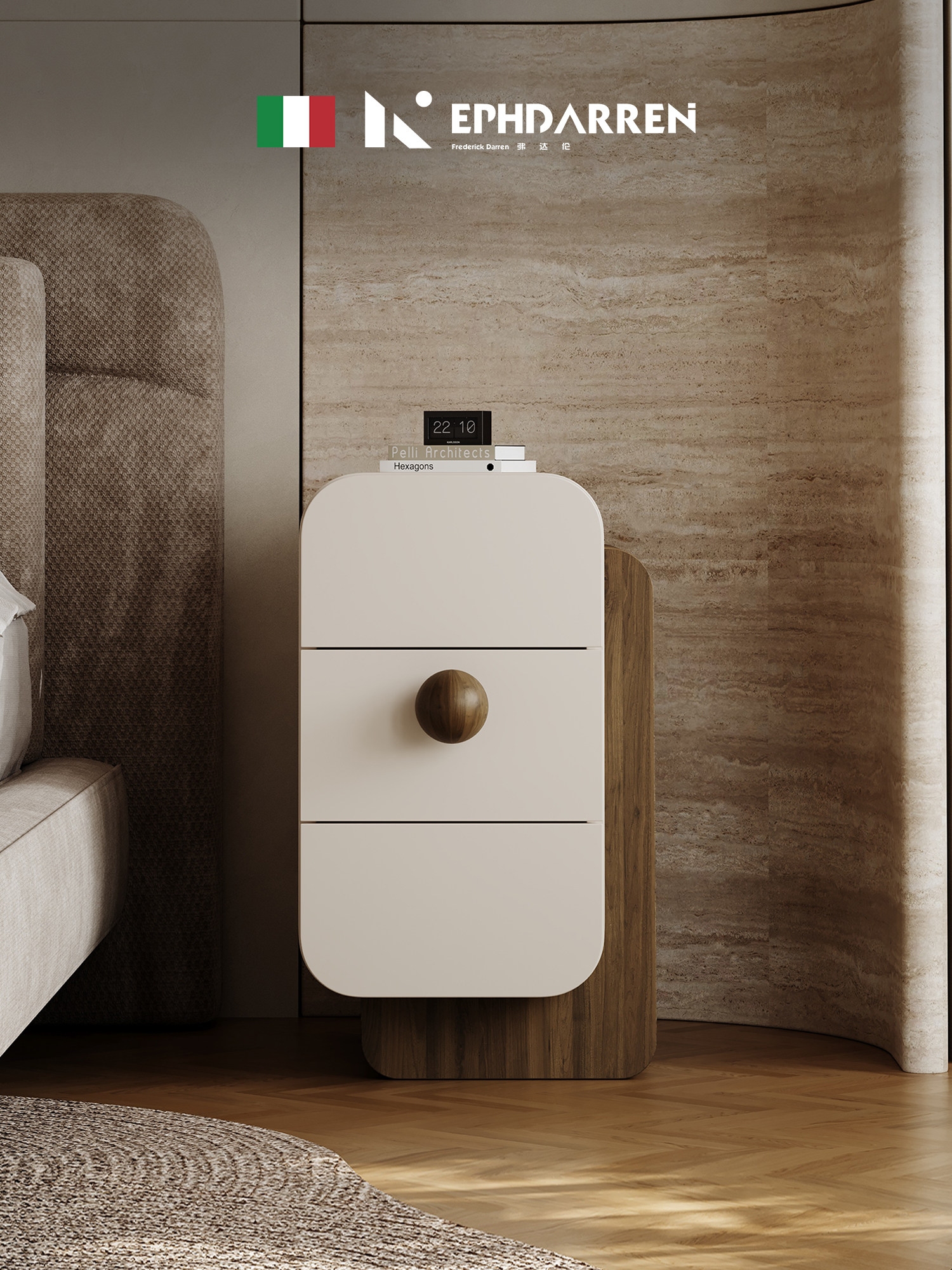 超窄床头柜30CM小型极窄中古实木抽屉柜卧室家用设计师储物收纳柜