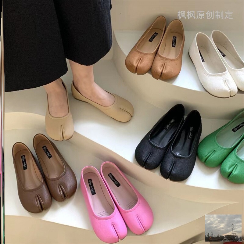 旅行任意门古力娜扎同款平底豆豆猪脚单鞋女分趾拇指马蹄猪蹄船鞋