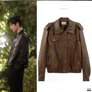爱你何苏叶张凌赫同款外套皮衣复古街头潮流做旧时尚机车服短夹克