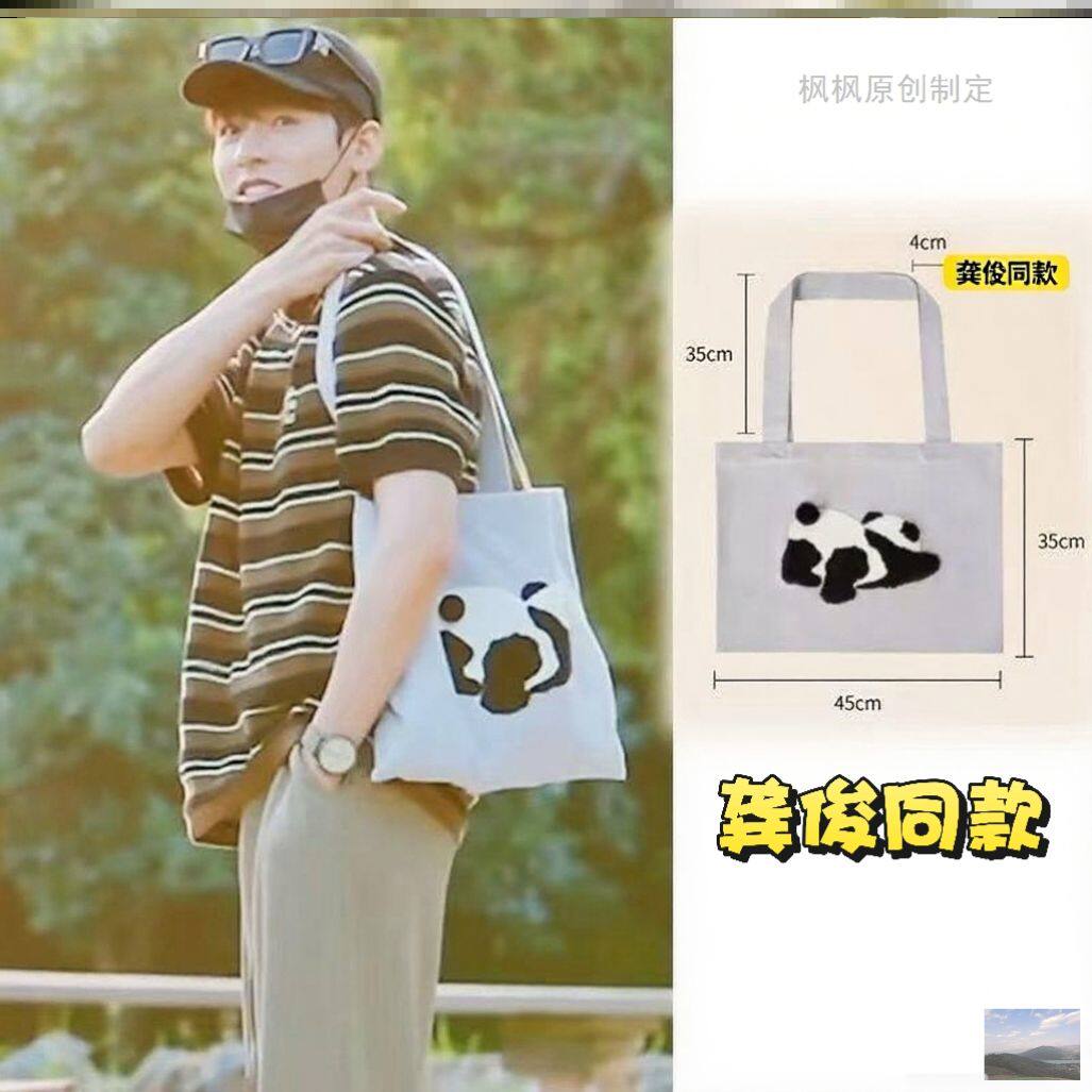 地球超新鲜龚俊同款帆布包全棉熊通用款女包