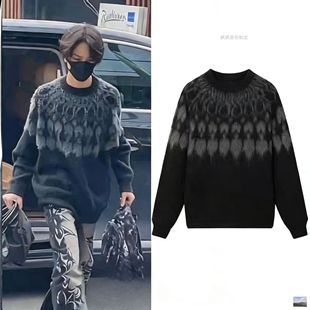 TF家族四代王橹杰同款费尔岛毛衣男女提花撞色针织衫上衣提花衣服