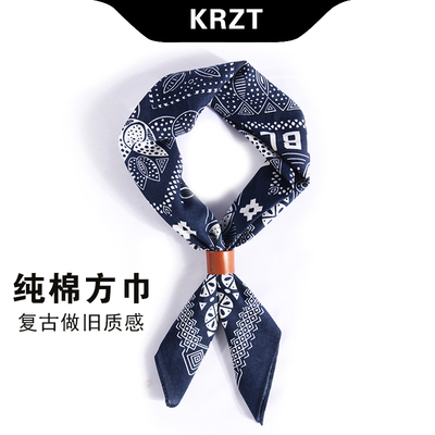 纯棉复古日系小方巾街舞头巾配饰