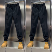 显瘦松紧腰长裤 2025年冬季 男潮 男士 修身 新款 加厚纯色商务休闲西裤