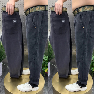 休闲加绒加厚宽松老爹牛仔裤 潮流时尚 男弹力19043 秋冬季 2025新款