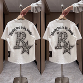 新款 燕尾民族风印花短袖 T恤男士 BXBM2025年夏季 潮流休闲半袖 男ins