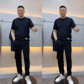 新款 长裤 百搭薄款 套装 BXBM2025夏季 短袖 运动休闲男款 男士 两件套潮