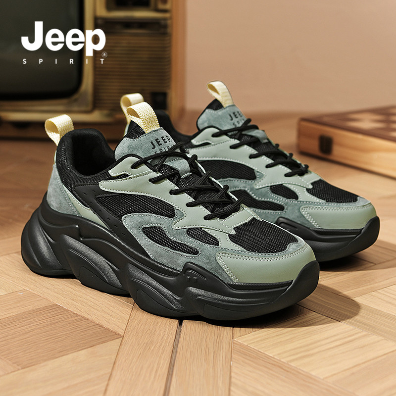 jeep吉普春季新款透气厚底网面鞋