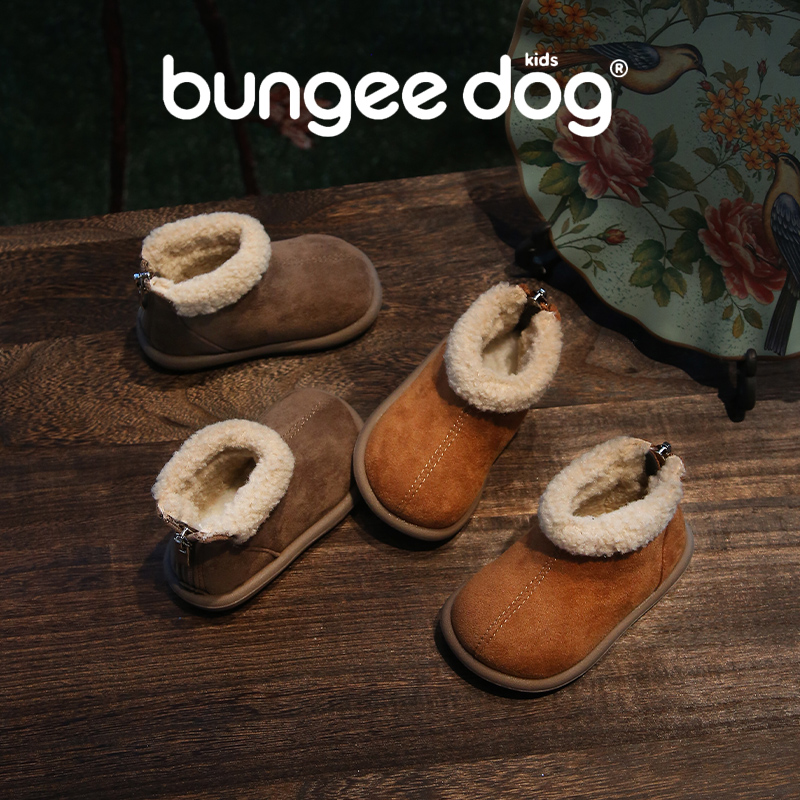 冬季新款宝宝棉鞋加绒保暖雪地靴男女小童短靴外穿软底婴幼儿鞋子