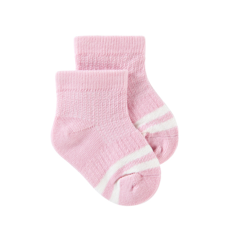 purcotton/全棉时代幼儿短筒抗菌条纹袜粉紫色