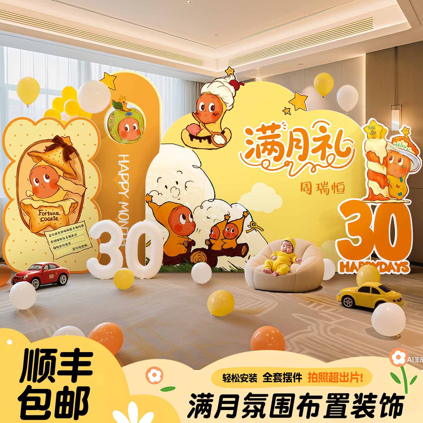 星星人主题满月场景布置装饰