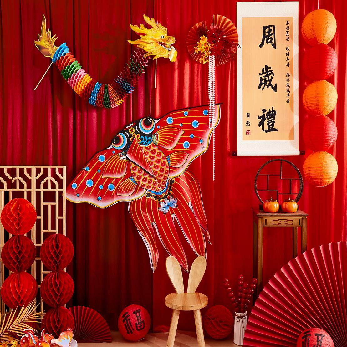宝宝周岁生日布置客厅国风中式男女孩抓周宴KT板装饰场景背景墙布,节庆用品/礼品,装扮布置套餐,淘宝优惠券,粉丝福利购,淘宝优惠卷