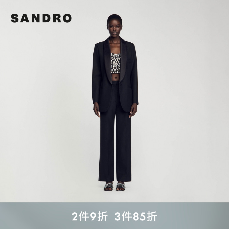 SANDRO挺阔通勤黑色西装外套