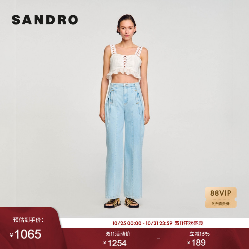 前部捏褶线条 高腰阔腿版型