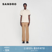 通勤logo刺绣POLO领棉质宽松短袖 法式 T恤 Outlets春夏男装 SANDRO