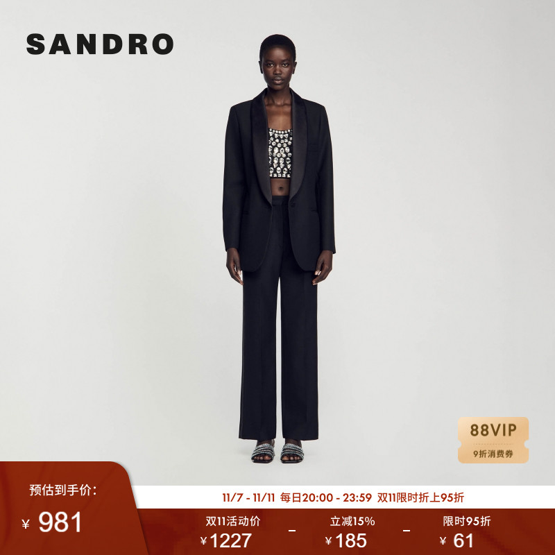 SANDRO挺阔通勤黑色西装外套