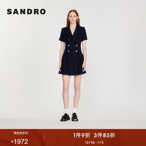 女装复古校园职场连衣裙sandro