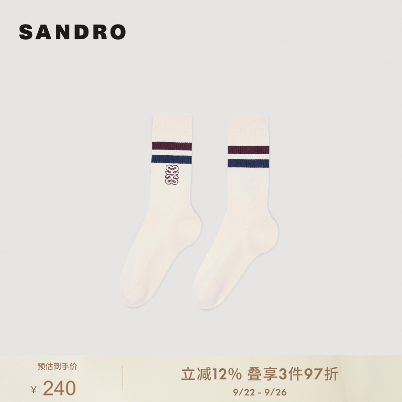 SANDRO Outlets秋季款女士法式简约柔软罗纹长筒棉袜SFABO00999