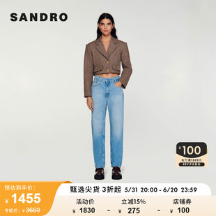 博主同款 SANDRO Outlet女装 外套SFPVE00855 短款 复古西装