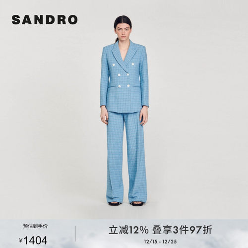 SANDRO法式格纹西装外套
