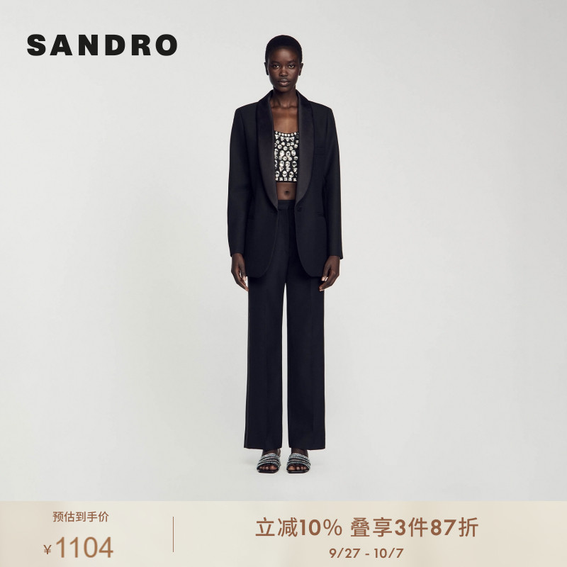 SANDRO挺阔通勤黑色西装外套