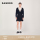 休闲优雅黑色微喇高腰百褶半身短裙 法式 SANDRO Outlets秋冬女装