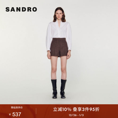 高腰显瘦休闲格纹西装短裤SANDRO
