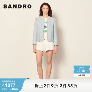 Outlet女装 春季 法式 外套SFPVE00646 SANDRO 时尚 菱形格纹气质修身