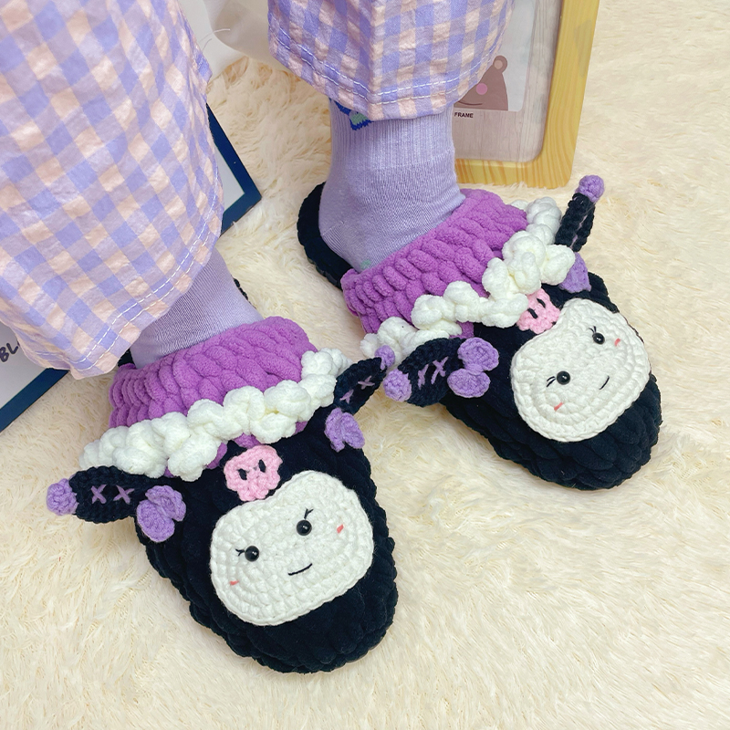 库洛米手工编织diy拖鞋材料包