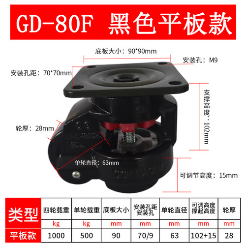 福马轮万向轮406080100120FS三角板水平调节轮支撑脚重型福马脚轮