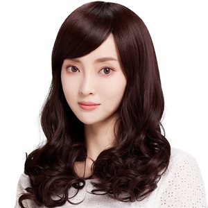。假发女中长发长卷发大波浪全头套式自然时尚发套斜刘海圆脸头发