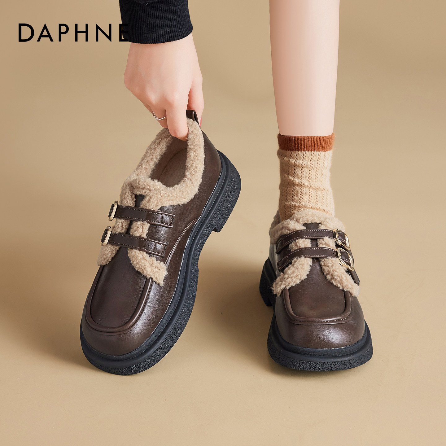 【达芙妮雪地靴】保暖加绒棉鞋