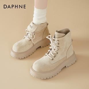 靴子女翻折两穿超火短靴女 爆款 达芙妮厚底马丁靴女款 2025秋冬新款