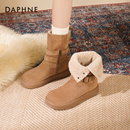 达芙妮雪地靴女款2025新款冬季加绒短靴女两穿保暖靴子女加厚棉鞋