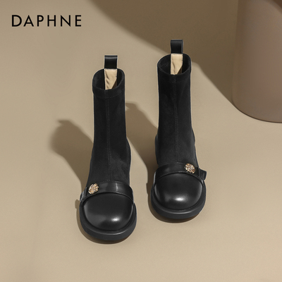 达芙妮秋冬短靴子平底靴子女款