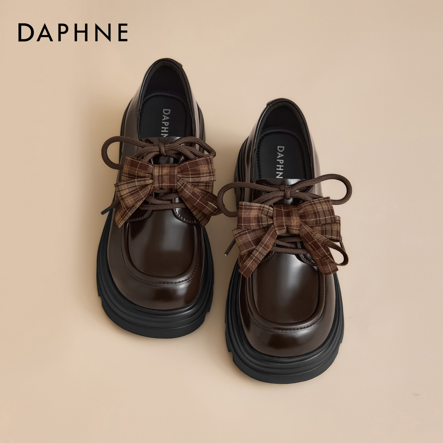 达芙妮厚底乐福鞋女春季2026新款增高小个子学院风单鞋通勤小皮鞋,女鞋,乐福鞋（豆豆鞋）,淘宝优惠券,粉丝福利购,淘宝优惠卷