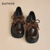 女春季 2026新款 增高小个子学院风单鞋 达芙妮厚底乐福鞋 通勤小皮鞋