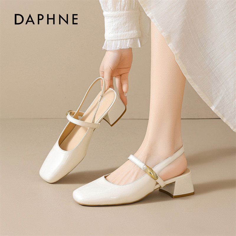 达芙妮包头凉鞋女款2026夏季新款绝美粗跟玛丽珍鞋法式配裙子单鞋